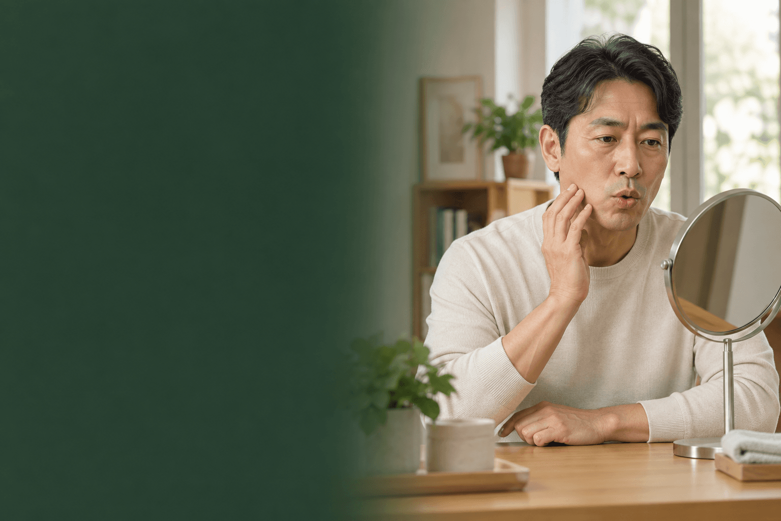 얼굴 떨림과 입 모양의 불편을 차분한 발음 연습 장면으로 표현한 AI 생성 예시 이미지. 실제 사례 환자가 아닙니다.
