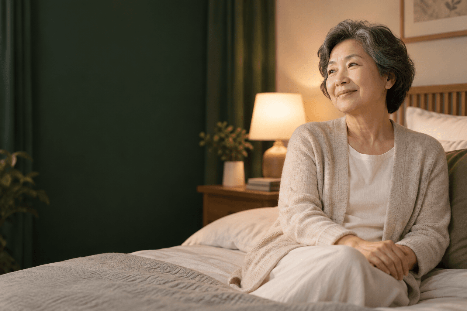 대상포진 뒤 오래 지속된 통증과 수면 불편에서 한결 편안한 밤을 보내는 모습을 표현한 AI 생성 예시 이미지. 실제 사례 환자가 아닙니다.
